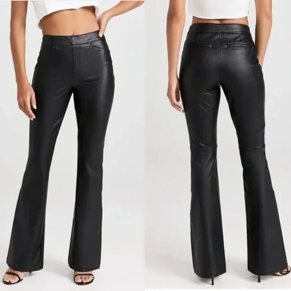 Spanx Black Leather Like Flare Pants Size‎ Medium Petite